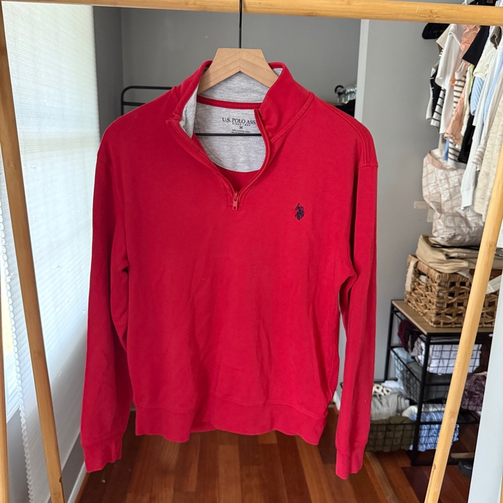 U.S. Polo Assn. | Red Quarter zip pullover | Men Medium | 100% cotton